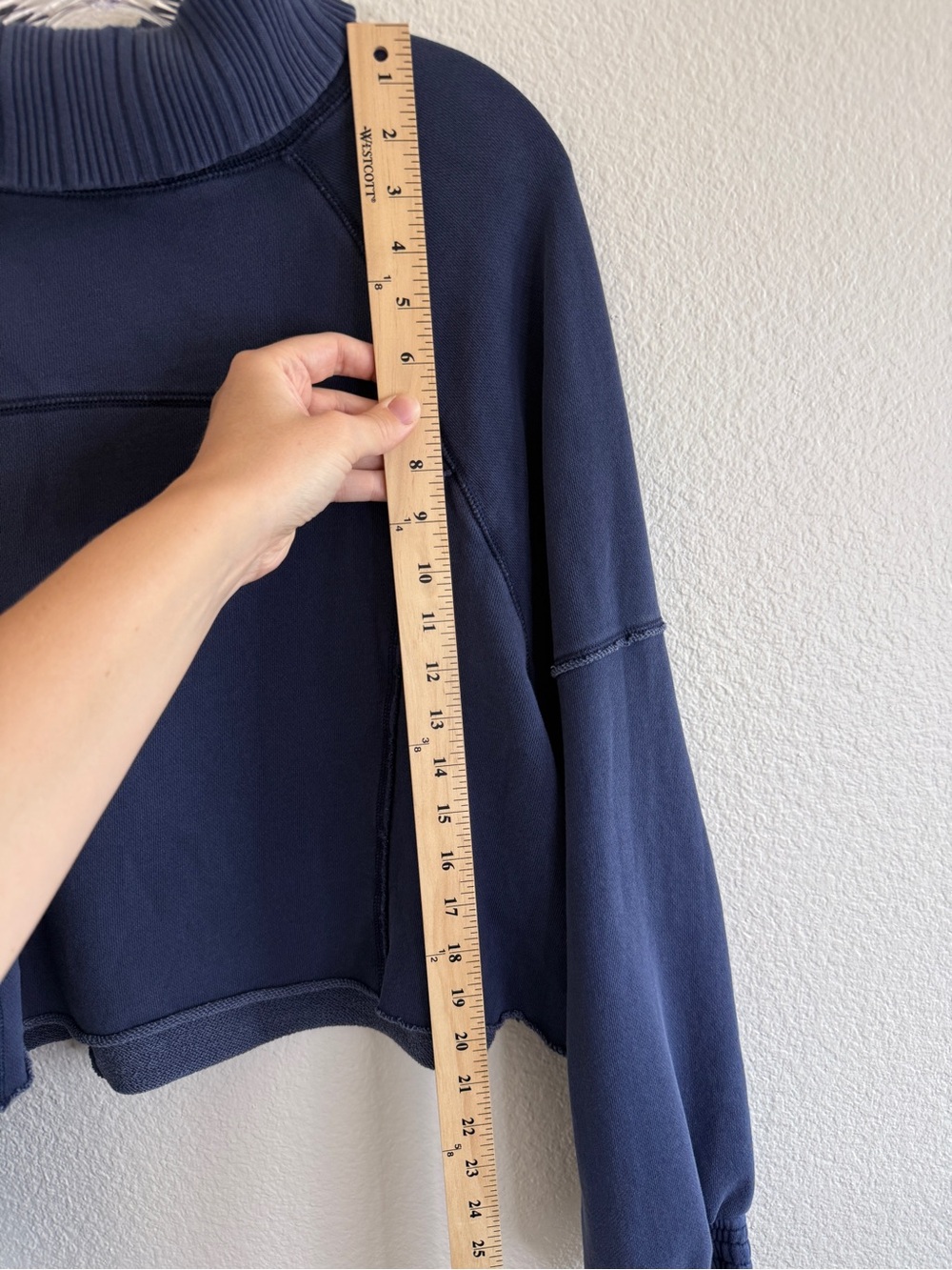 aerie Navy Ribbed Funnel Neck Sweatshirt - Picture 9 of 10